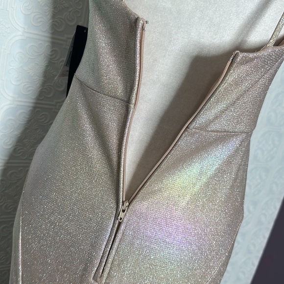 City Vibe | Spaghetti Strap V-Neck Iridescent Foiled Long Dress - Picture 11 of 17